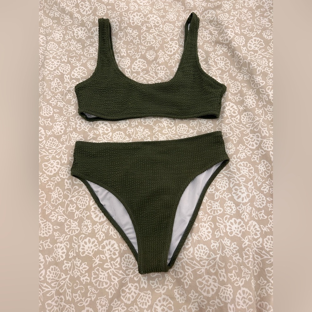 Army green scoop neck Bikni